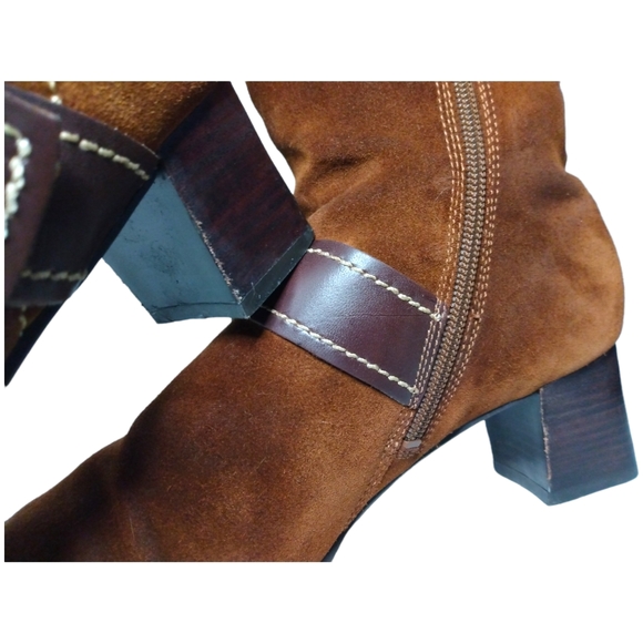 Ecco Womens Arizona Brown Suede Leather Square Toe Boots Low Heel EU 40 US 9/9.5 - Picture 5 of 16